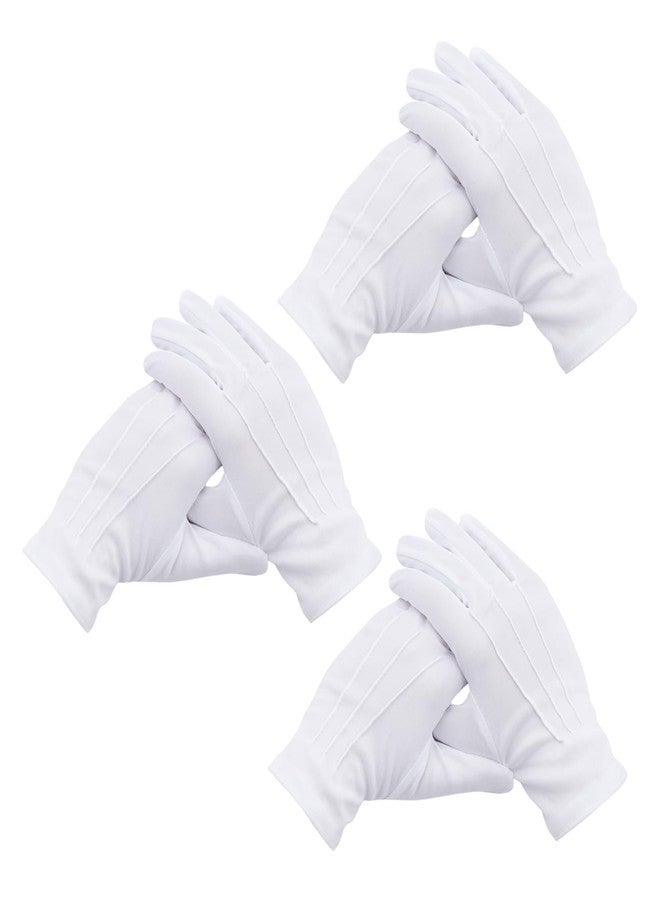 Vonokee Parade 3 Pairs White Uniform Gloves - Formal Tuxedo Costume Honor Guard Police Server Funeral Gloves - Image 3